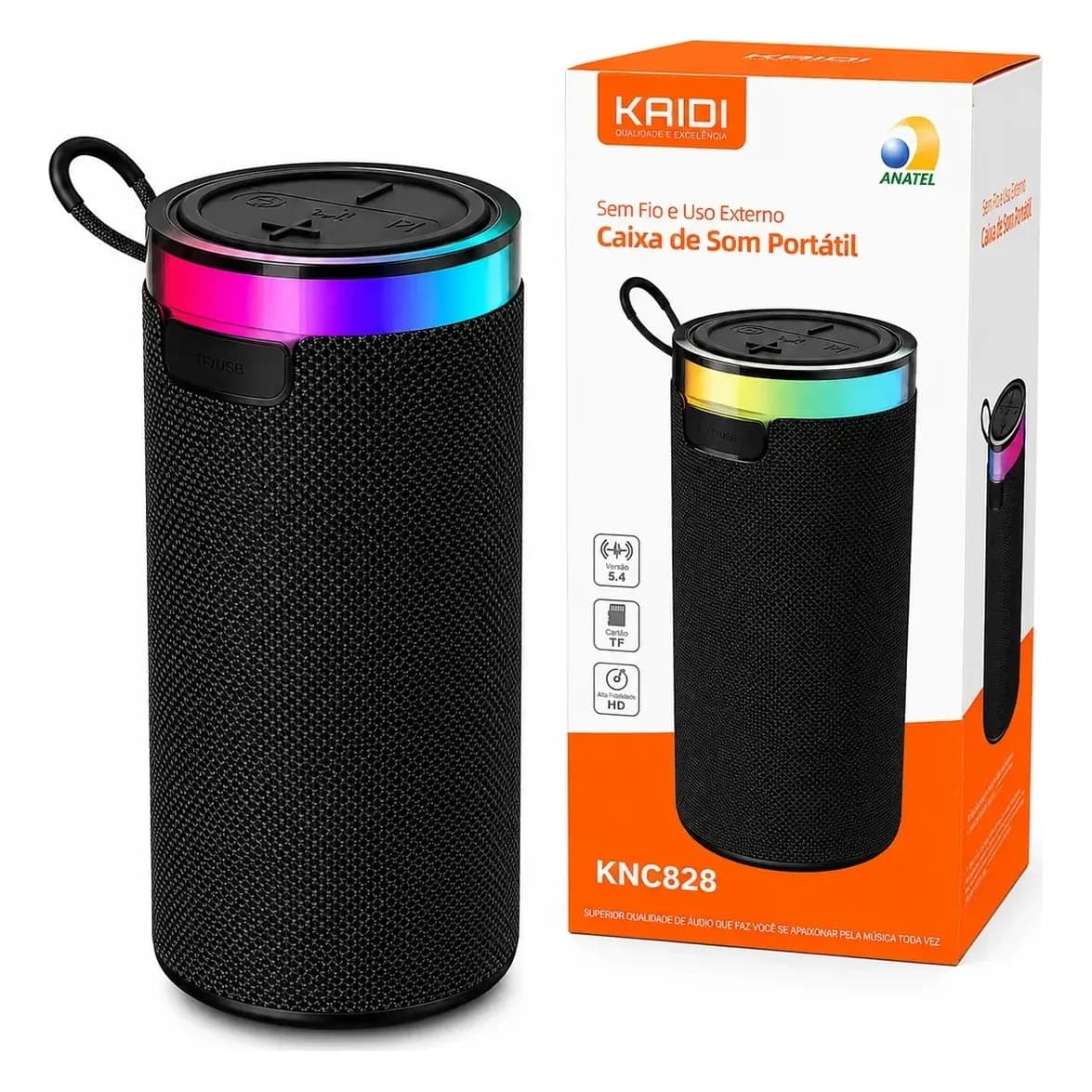 Caixa de Som Bluetooth 5.4 Kaidi KNC828 10W com LED, foto 1