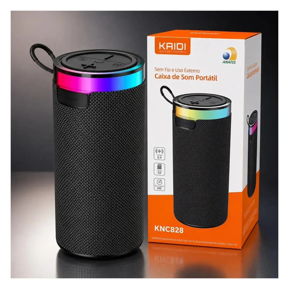Caixa de Som Bluetooth 5.4 Kaidi KNC828 10W com LED, foto 2