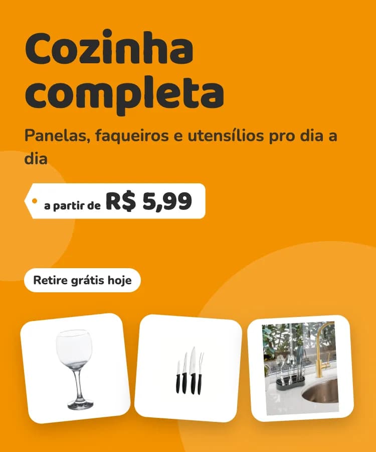 Cozinha completa: panelas, faqueiros e utensílios a partir de R$ 5,99. Ver cozinha