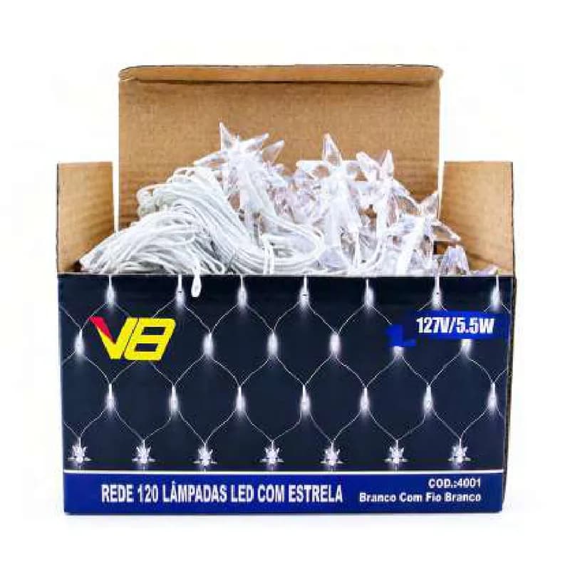 Rede com estrelas 120 leds colorido 127V, foto 1