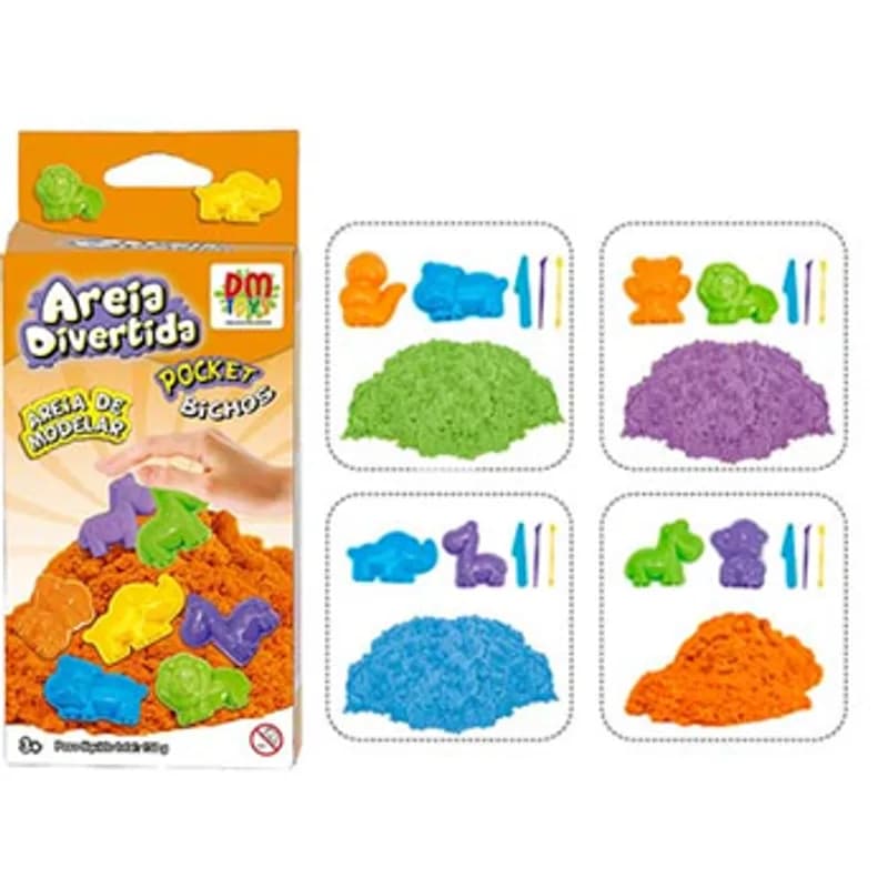 Areia Mágica 150g com 2 Moldes Bichos Sortidos, foto 1
