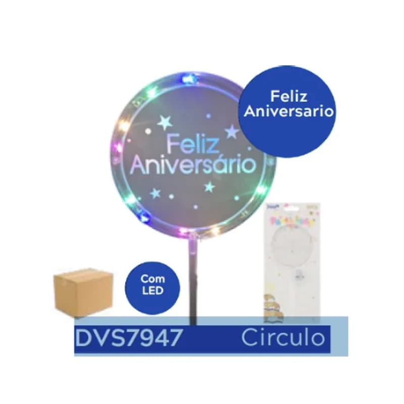 Topo de Bolo Circulo com Luz, 23CM,, foto 1